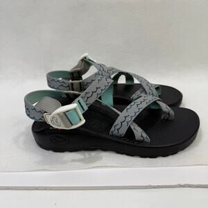 Womens Chaco Z2 Strappy Sandals Outdoor Watershoes Gray Blue Classic Size 7